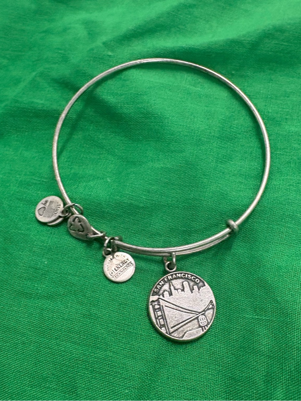Alex and Ani Silver Tone Adjustable Bangle Bracelet San Francisco Charm